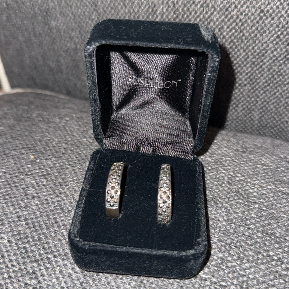 Suspicion black sterling silver Diamond Earrings.